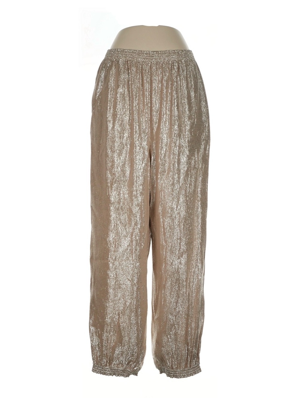 Tory Burch Silk Metallic Gold Crinkle Palazzo Lounge Pants Harem 12